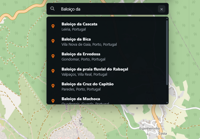 Pesquisa de locais no mapa com sugestões