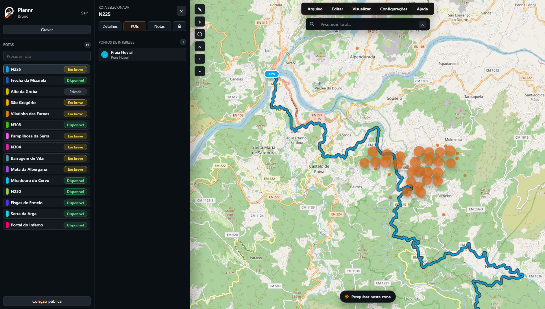 Editor Plannr em mapa normal